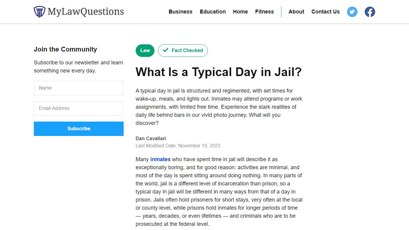 What Is a Typical Day in Jail? - MyLawQuestions