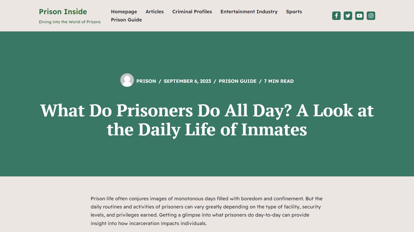 What Do Prisoners Do All Day? A Look at the Daily Life of Inmates